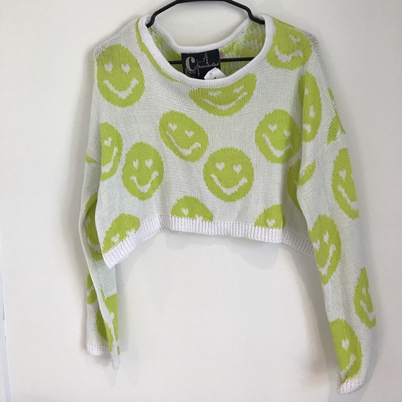 ❤PRICE FIRM❤NWT LF Cropped Smiley Face Sweater