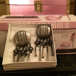 Pewter Look large earrings