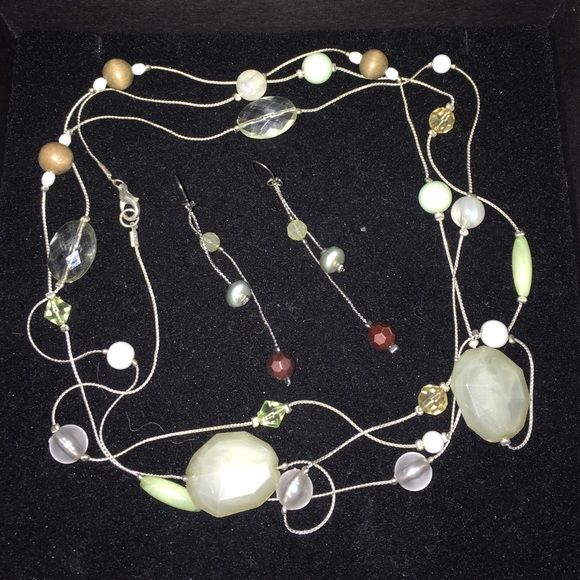 60" beaded necklace with matching earrings