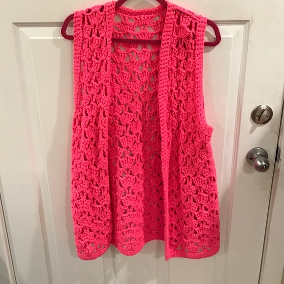 Hot pink crochet vest
