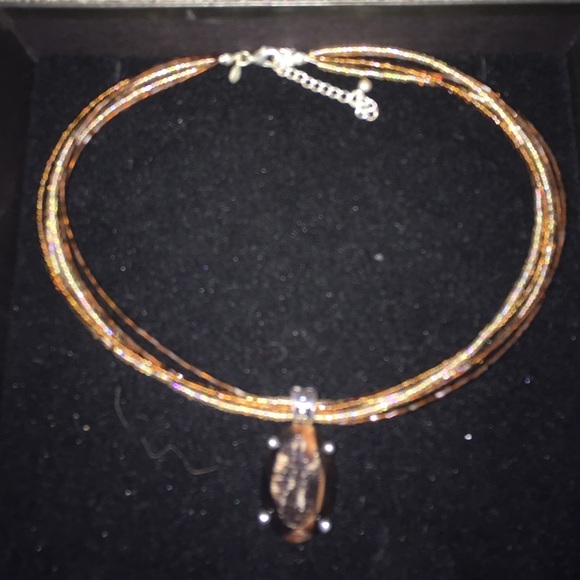 16" premier designs brown pendant necklace