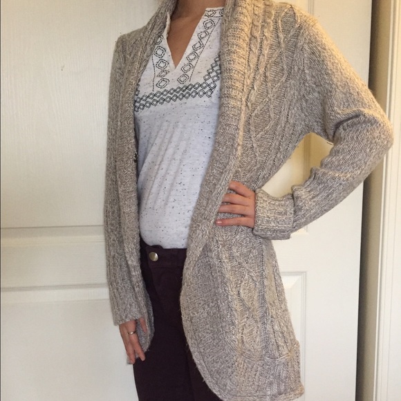 Anthropologie Sweaters - Cream tan longline cardigan