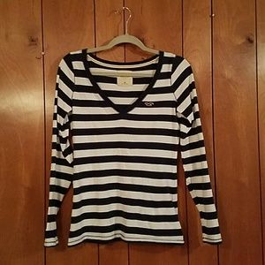 SALE! Hollister Navy & White Long Sleeve Tee