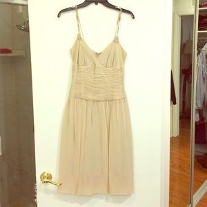 Strapless silk beige dress