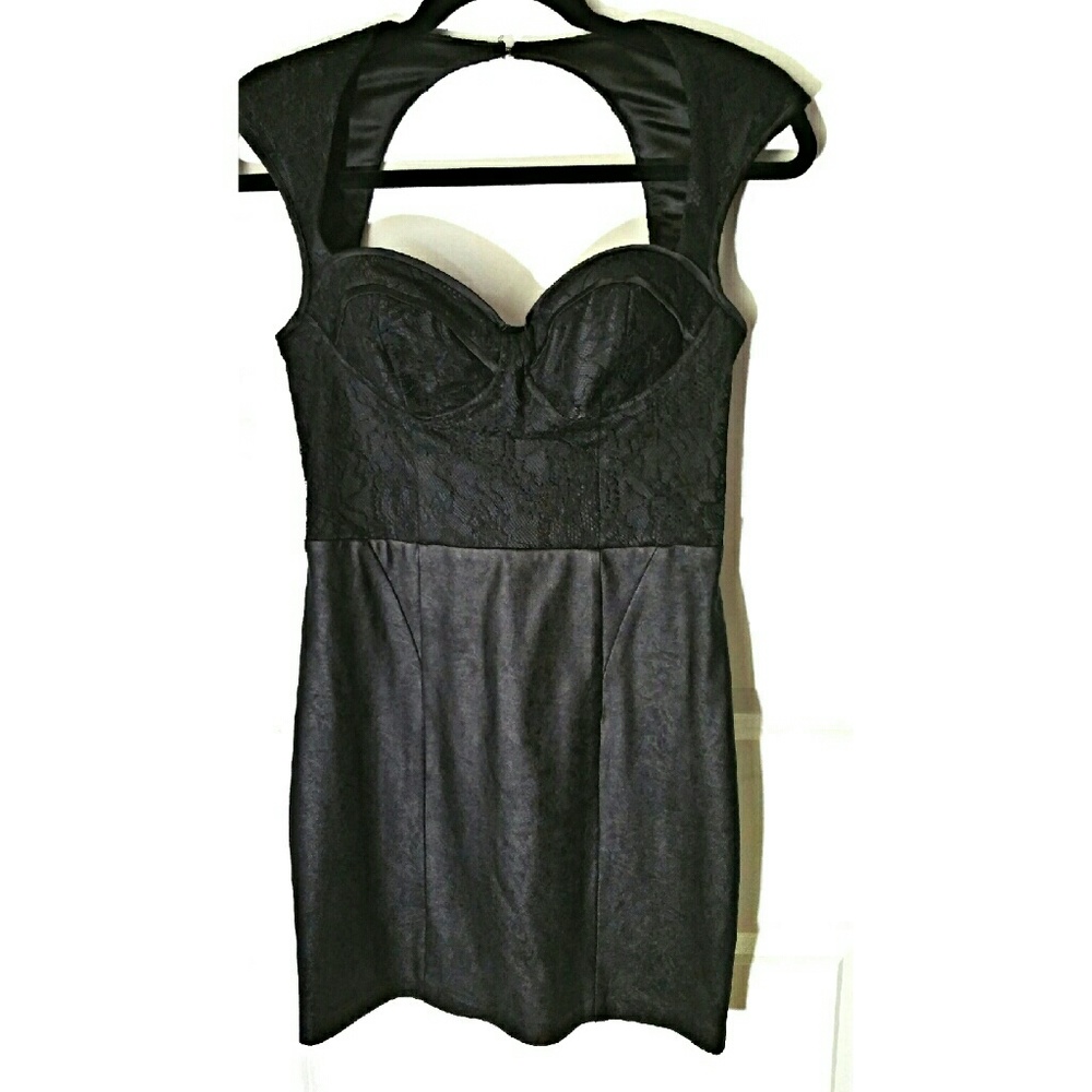 GUESS Black Lace/ Faux Suede Dress
