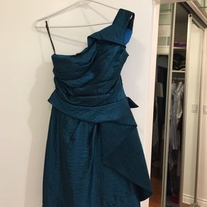 Teal tafta mini dress