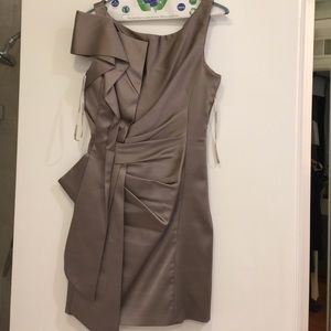 Silver formal mini satin dress