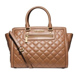 Brown Michael Kors Leather Selma Quilted Satchel