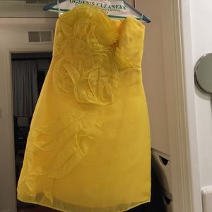 Strapless mini gauze dress.