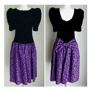 Vintage Dresses - NWT Vtg Black Velvet & Purple Taffeta Formal Dress Vintage Dresses - NWT Vtg Black Velvet & Purple Taffeta Formal Dress