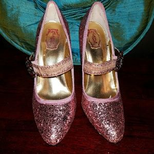 Hale Bob "Scarlet" pink glitter pumps size 6B