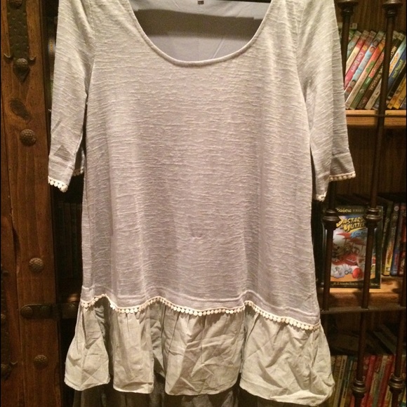 Slouchy Grey Dress with Ruffle Hem