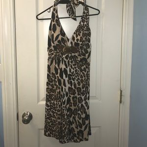 Leopard print halter dress