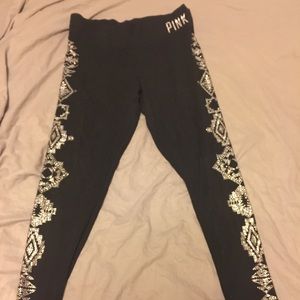 Pink limited edition rhinestone black leggings L