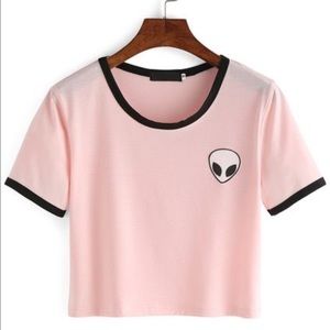 Alien Print Crop T-Shirt