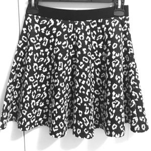 Black with White Print Skirt