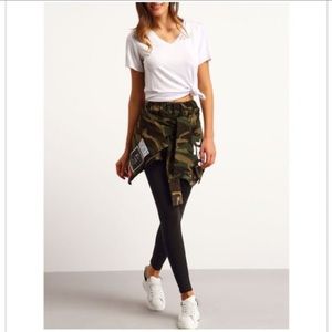 elastic waist camouflage skirt pant