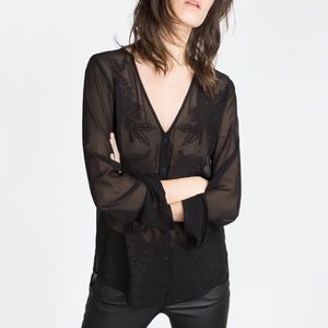 Zara black sheer blouse