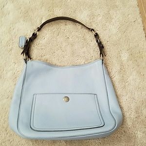 COACH baby blue pebbled leather