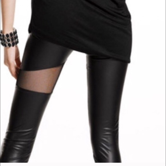 Pants - Sexy Mesh Wet Look Leggings