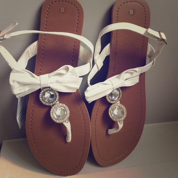 Girly girl bridal t-strap sandals