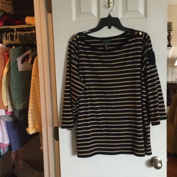 Lauren Ralph Lauren Tops - RL Nautical navy and gold top