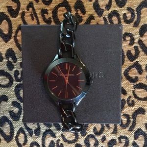Michael Kors Runway Black and Gold Watch