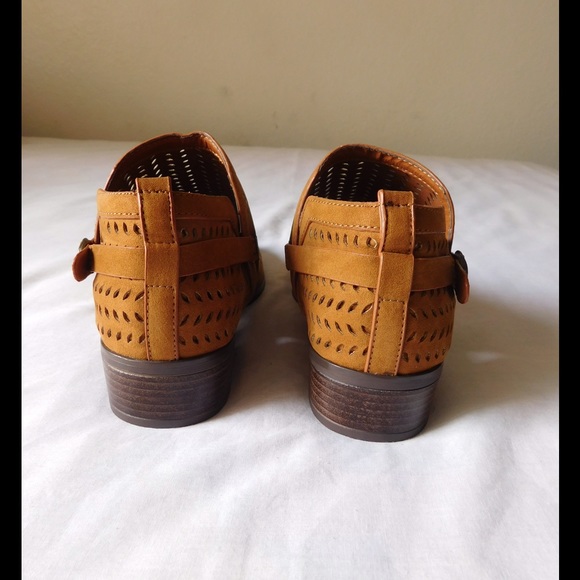 Divine Cognac Cage Boho Ankle Booties W/Buckle - Picture 4 of 4