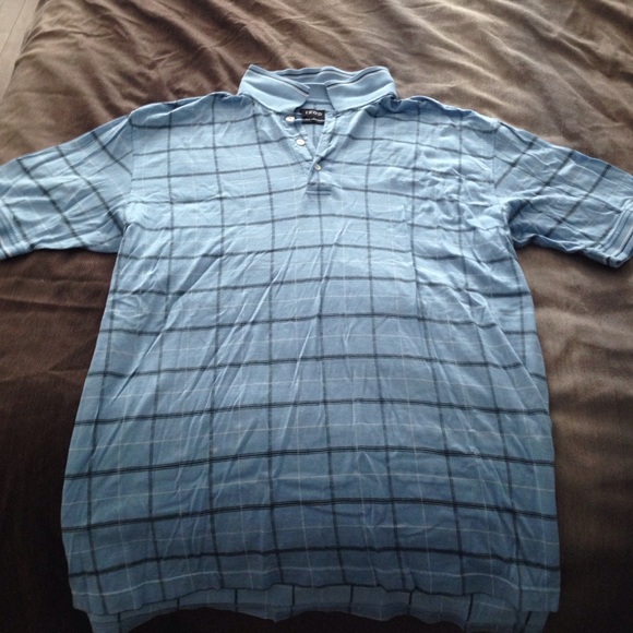 Size LG Blue w Blk stripes IZOD short sleeve polo