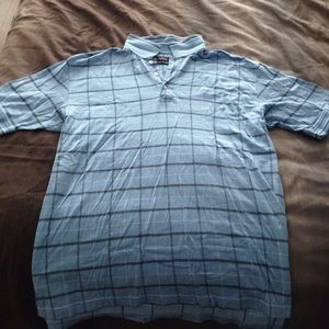 Size LG Blue w Blk stripes IZOD short sleeve polo