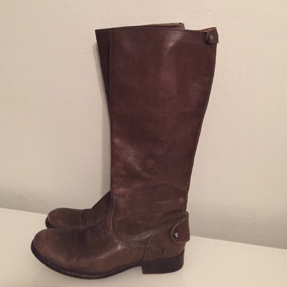 Frye gray leather boots size 6.5 with back zip