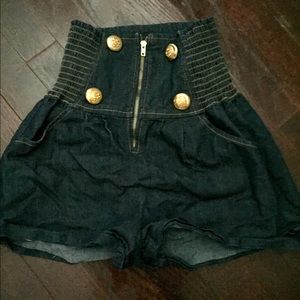 HIGH WAIST SAILOR JEAN SHORTS