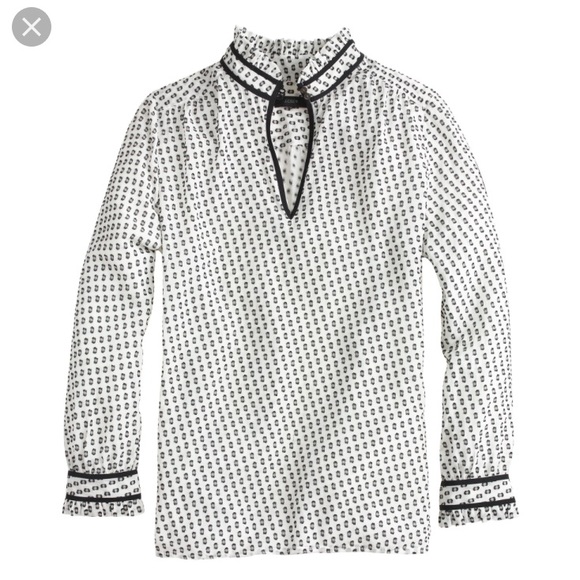 J. Crew Tops - J.Crew tipped swiss dot black and white top