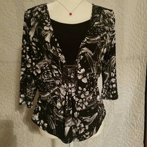 Nice black and white blouse with floral design