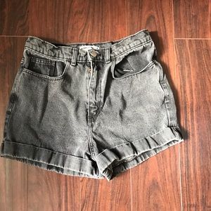 AA black stone wash high waist shorts