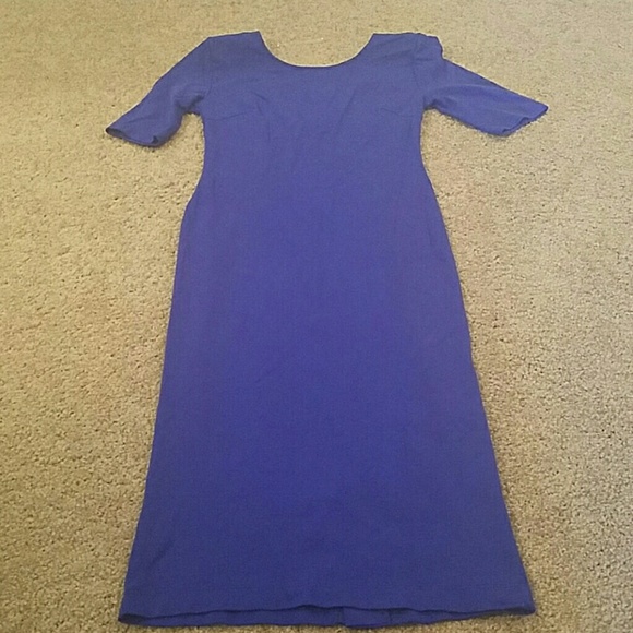 Cobalt Blue Fitted Midi Length Dress