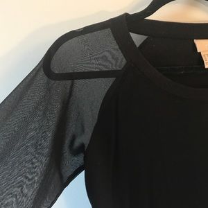 Black Sweater with Sheer Sleeves