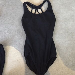 Black leotard with rhinestone details