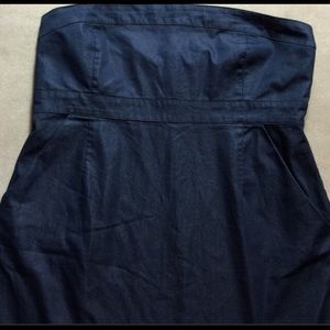 Strapless dark denim dress