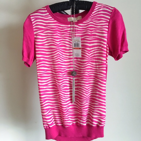 Michael Kors zebra print pink blouse