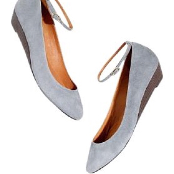 Madewell Shoes - ⛔️SOLD⛔️ Madewell 7 Ankle Strap Wedge Grey Suede