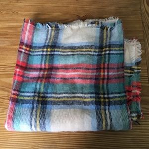 Plaid Blanket Scarf, Huge, Woven