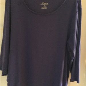 Chicos purple size 3 scoop neck 3/4 sleeve top
