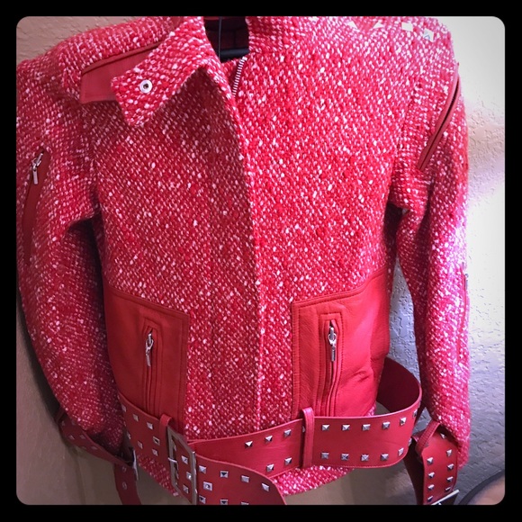 Authentic Versace Tweed and leather moto