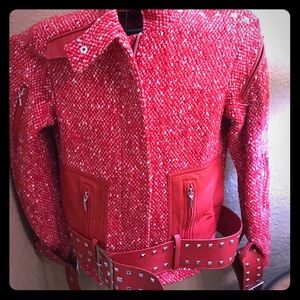 Authentic Versace Tweed and leather moto