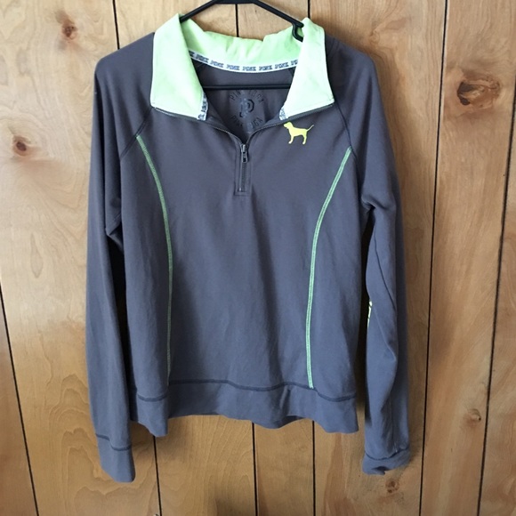 Pink Yoga Pullover gray and lime green