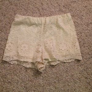 off white lace shorts