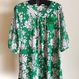 Floral 3/4 sleeve blouse Asian Korean style top