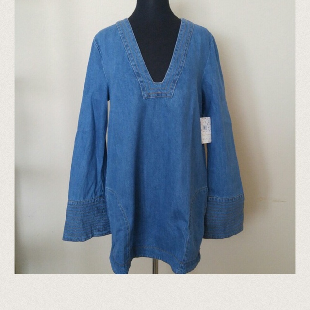 Free People Hendrix Tunic Shirt Denim Medium - Picture 3 of 3