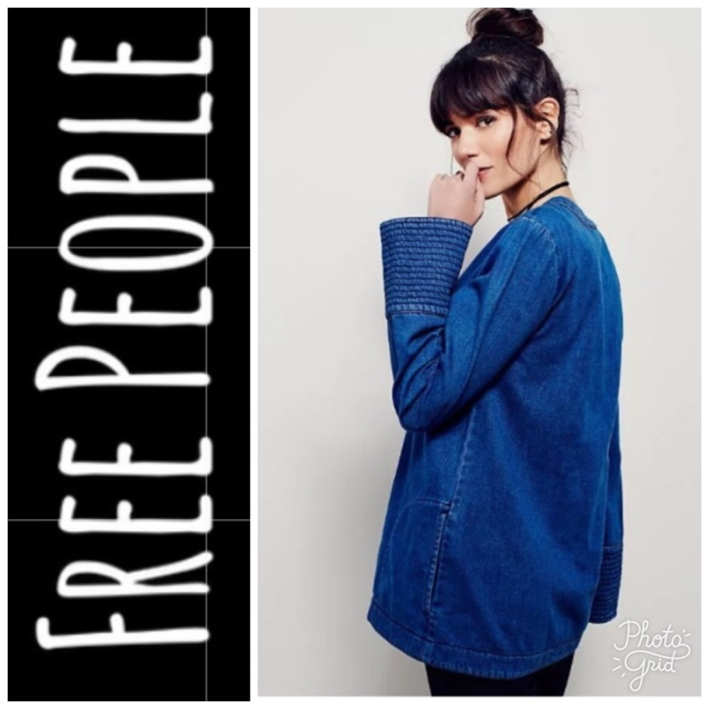 Free People Hendrix Tunic Shirt Denim Medium - Picture 2 of 3